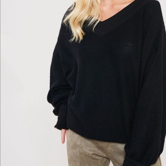 Last 1✨Mila Black Waffle Knit off the Shoulder Top - Picture 8 of 8